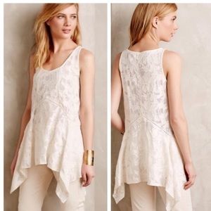 Anthropologie Ivory Lace Flowy Tank